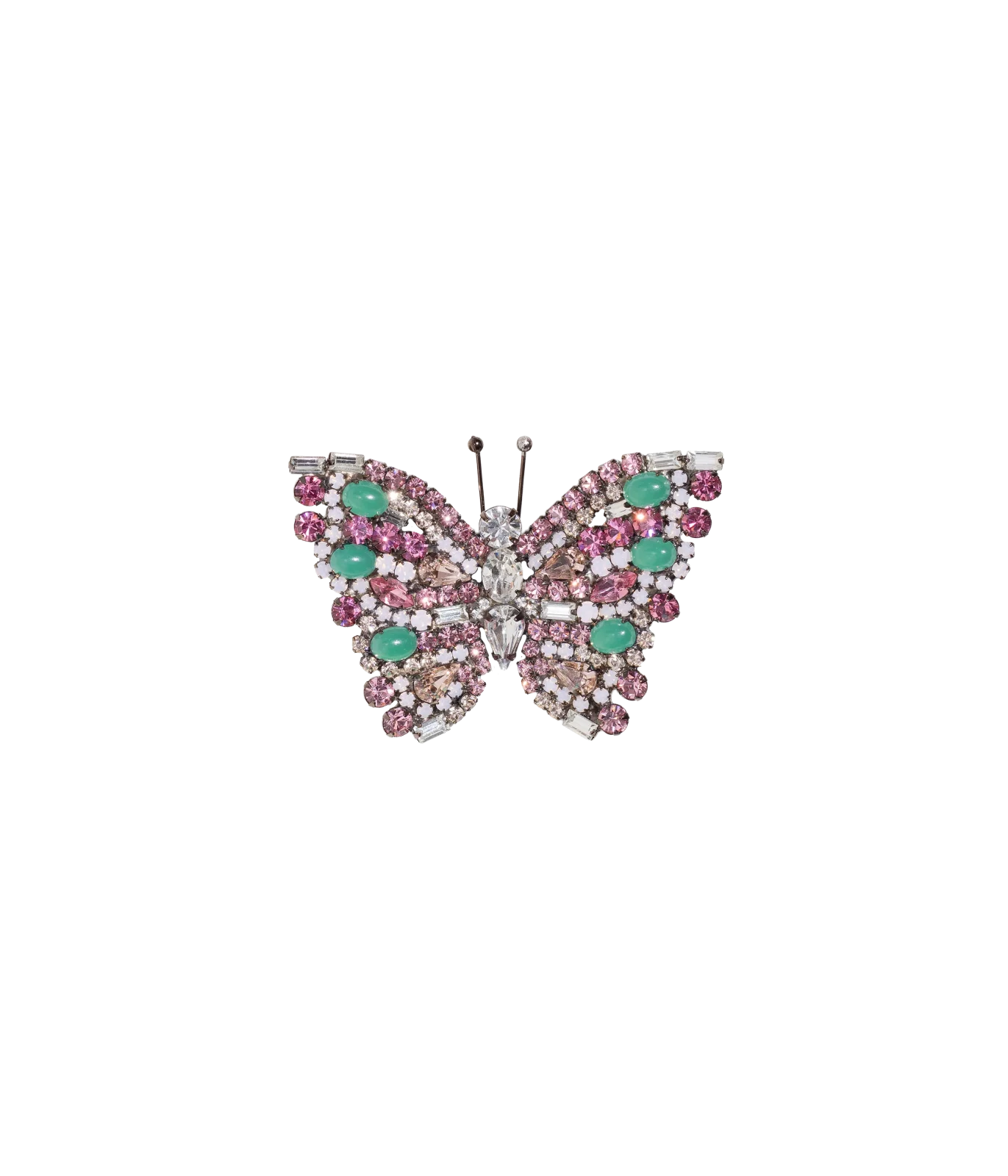 Small Butterfly in Chrysoprase / Rose / Crystal