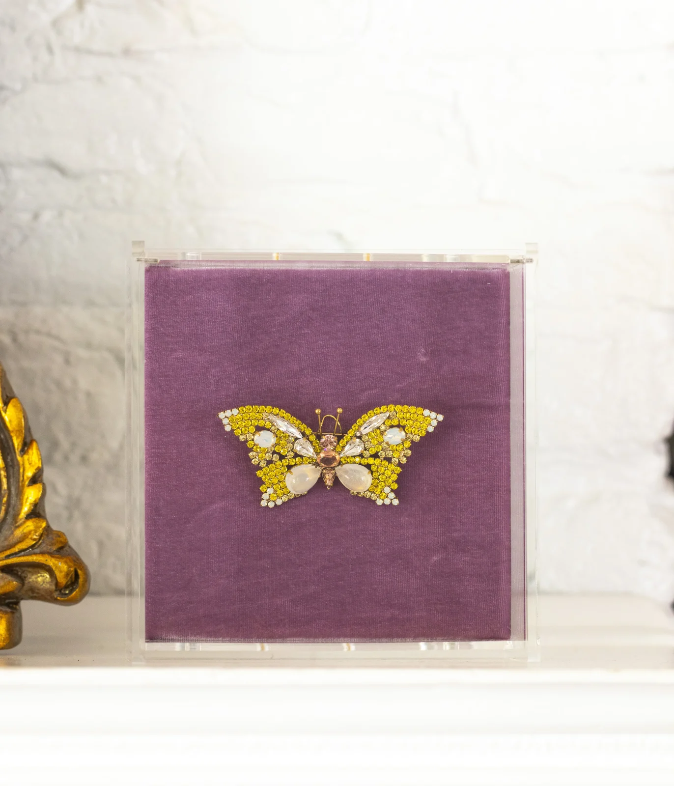 Small Butterfly in Citrine / White Opal / Vintage Rose - Image 2