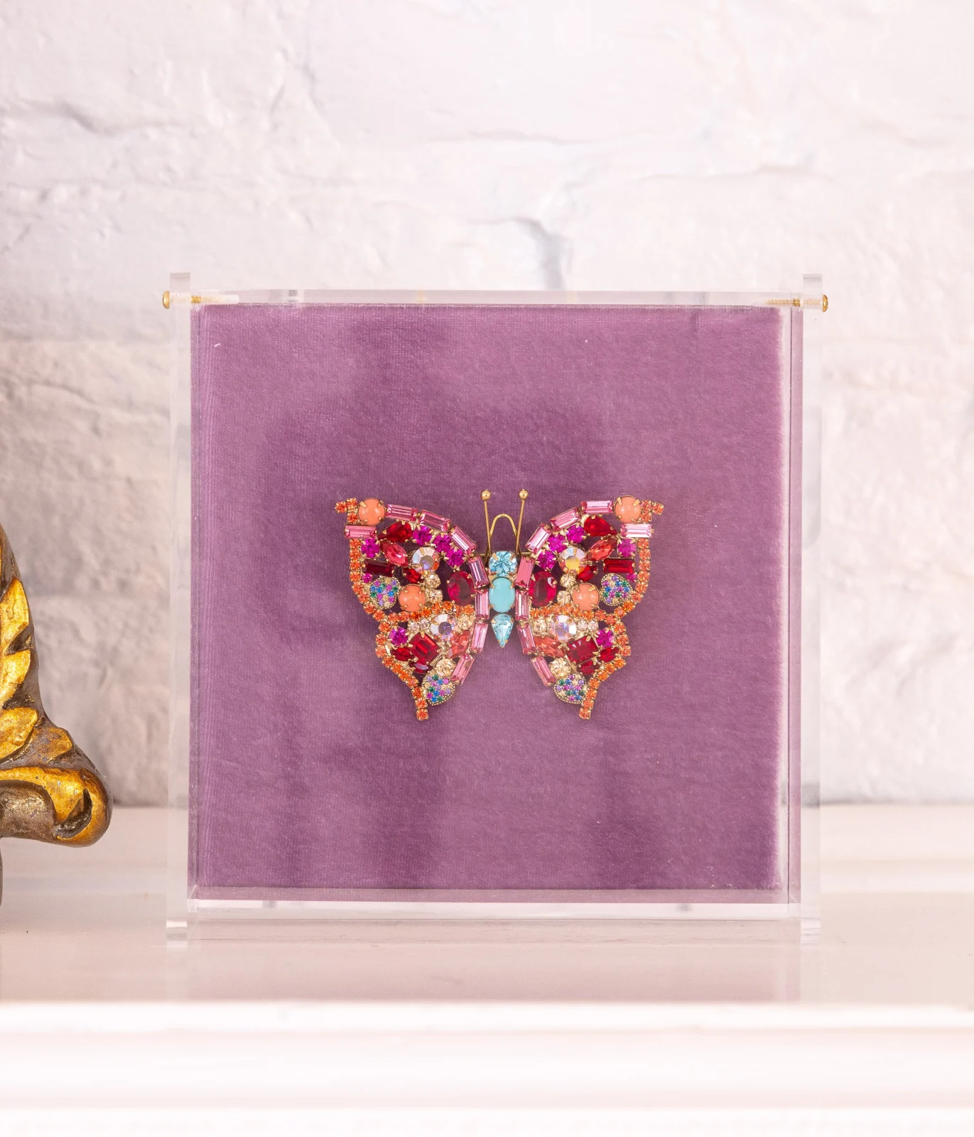 Small Butterfly in Light Padparadscha / Coral / Turquoise - Image 2