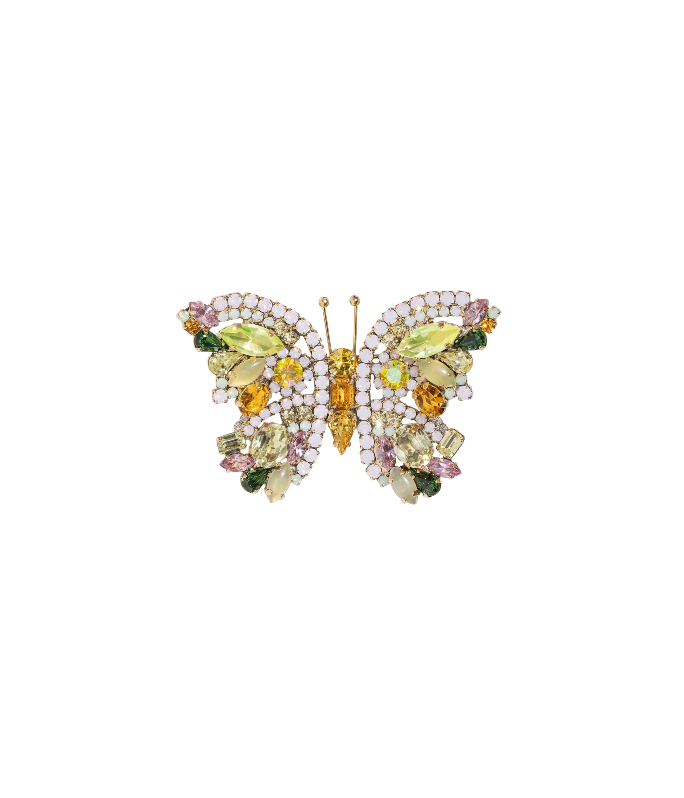 Small Butterfly in Olive Jade / Topaz / Pink Opal
