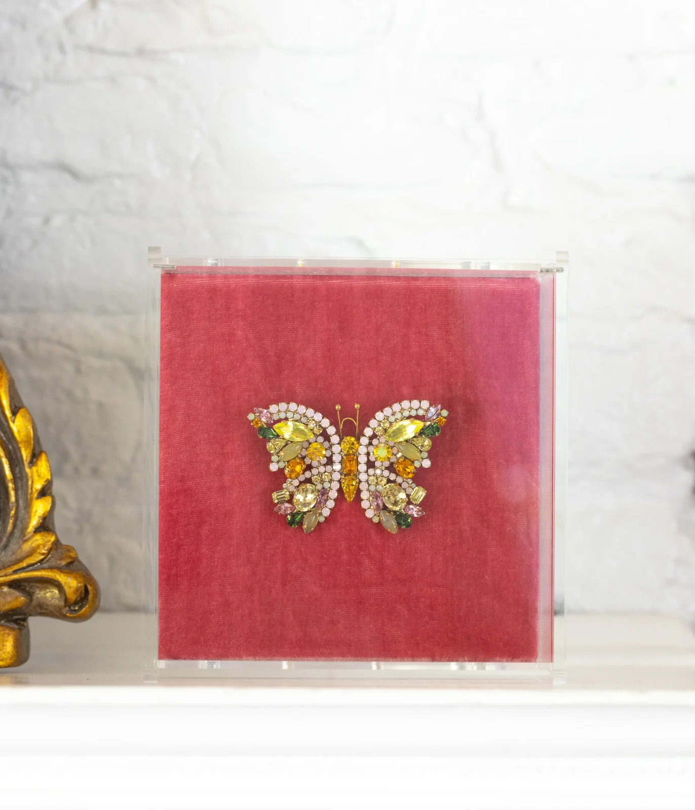 Small Butterfly in Olive Jade / Topaz / Pink Opal - Image 2