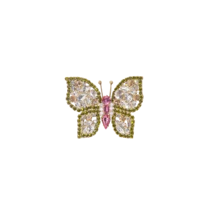 Small Butterfly in Olivine / Rose / Crystal