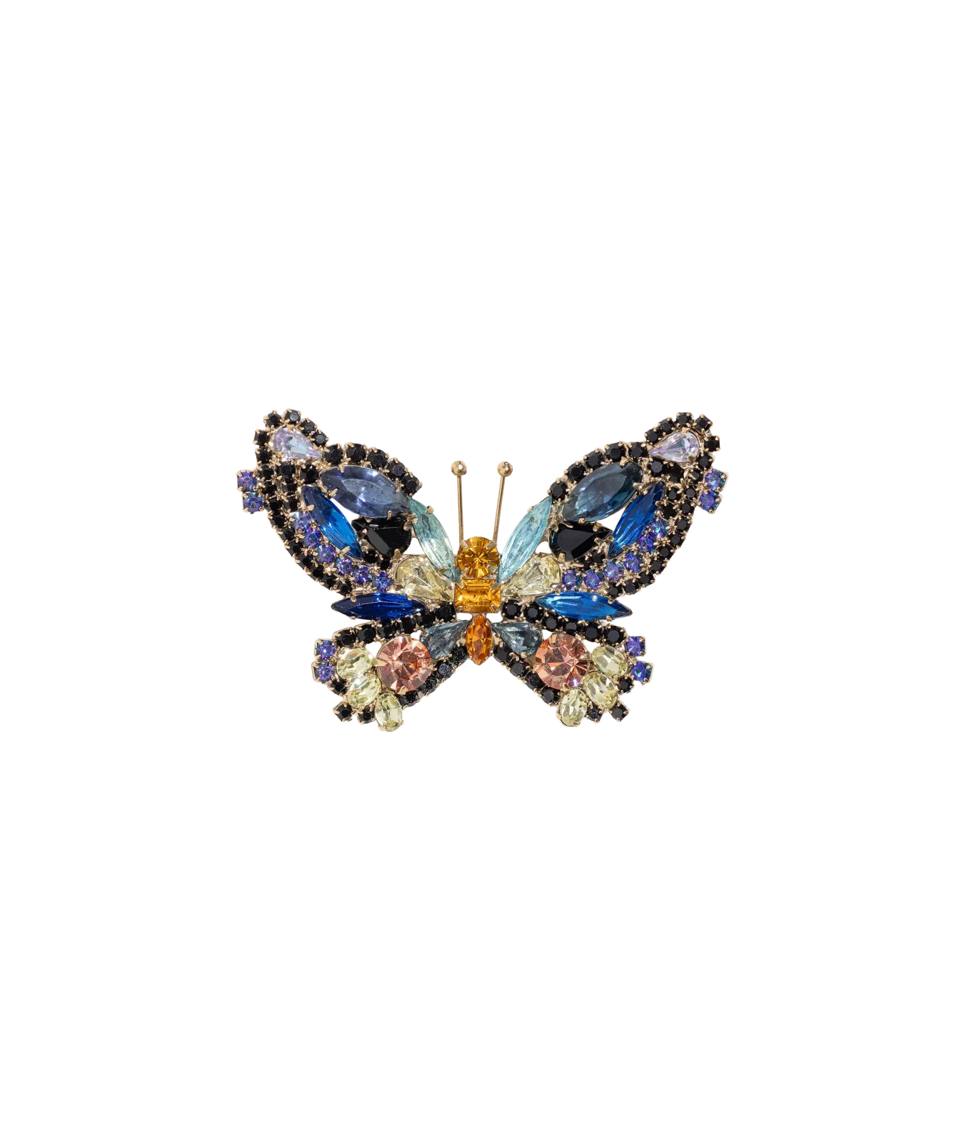 Small Butterfly in Sapphire / Jet / Apricot