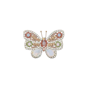 Small Butterfly in White Opal / Padparadscha / Peridot