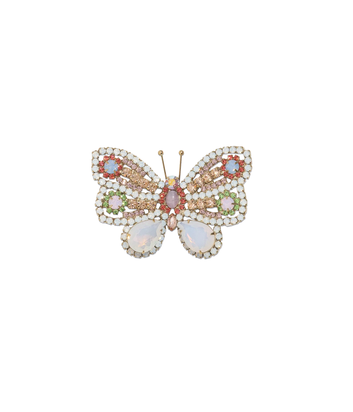 Small Butterfly in White Opal / Padparadscha / Peridot