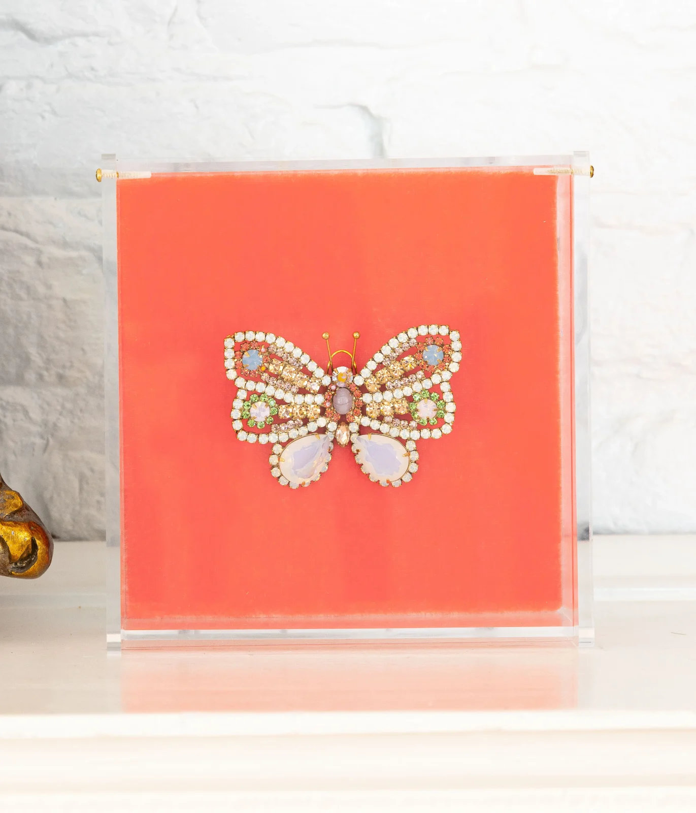 Small Butterfly in White Opal / Padparadscha / Peridot - Image 2