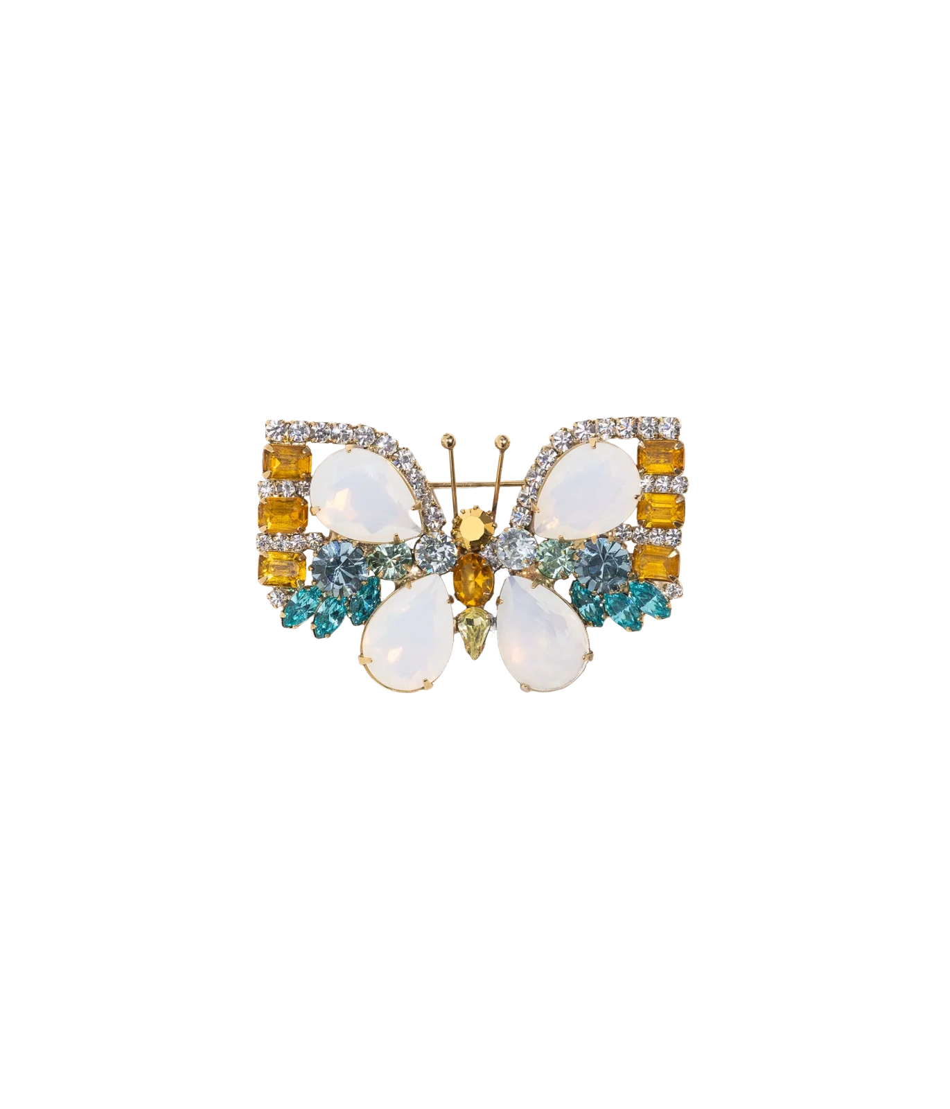 Small Butterfly in White Opal / Topaz / Smoked Sapphire