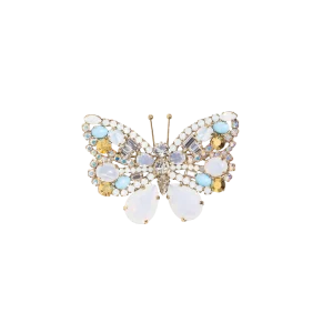 Small Butterfly in White Opal / Turquoise / Crystal
