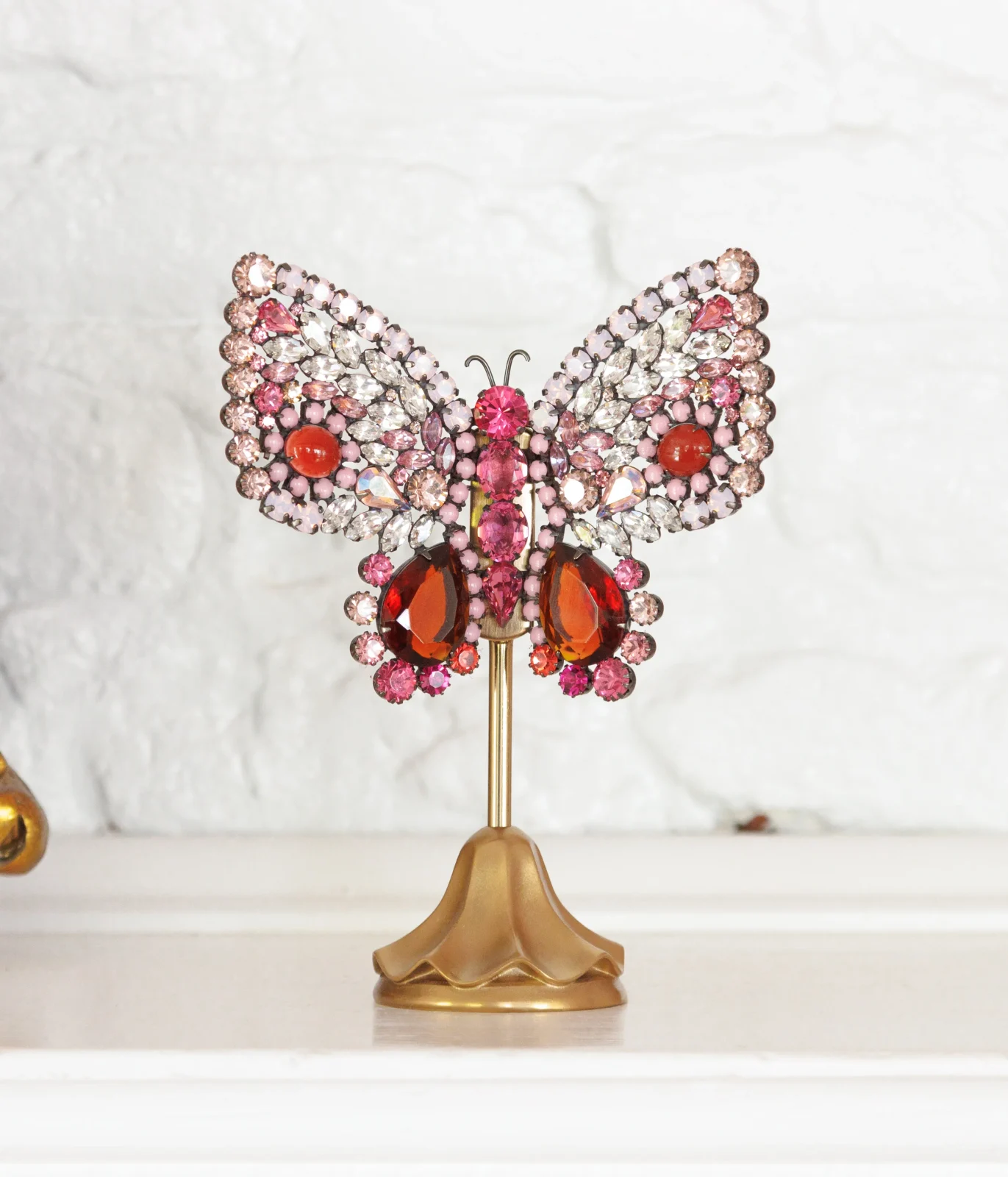 Small Empress Butterfly in Rose / Crystal / Carnelian