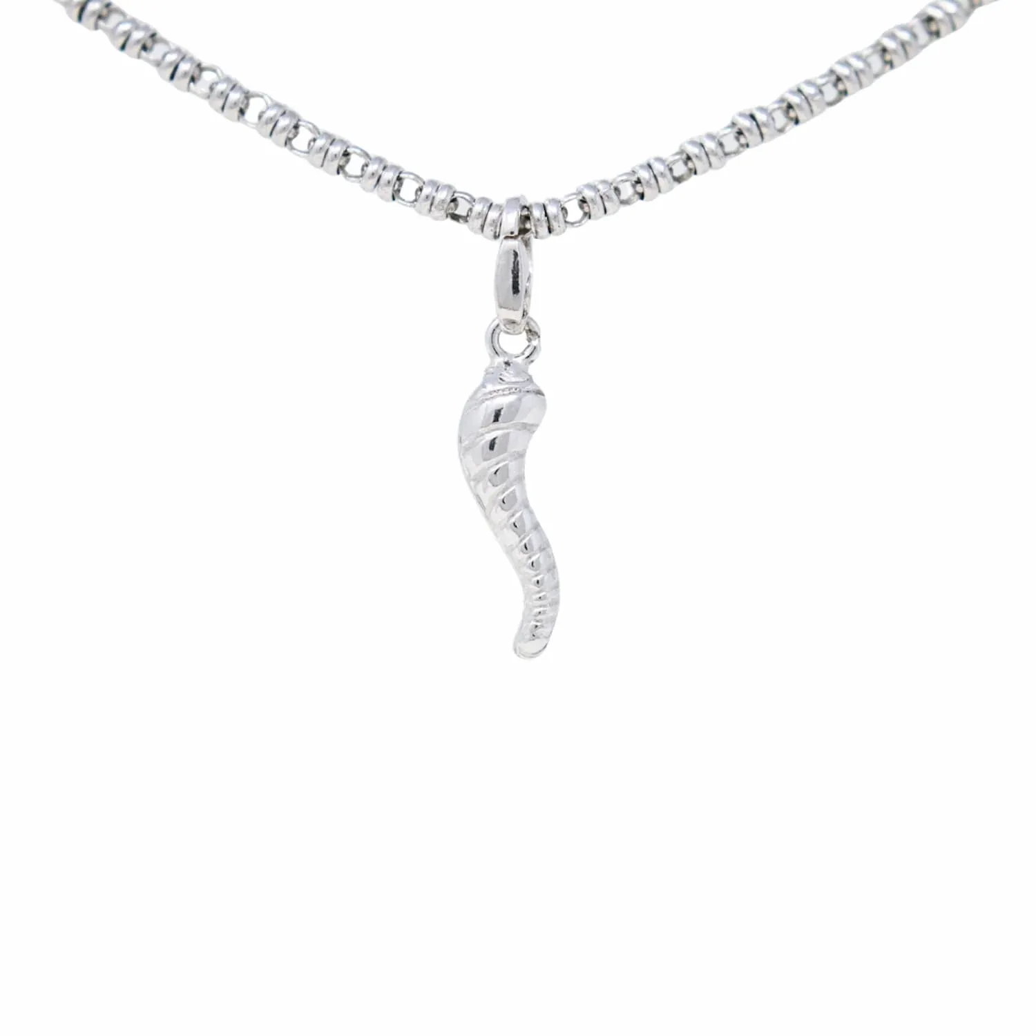 Small Italian Horn Charm in Silver