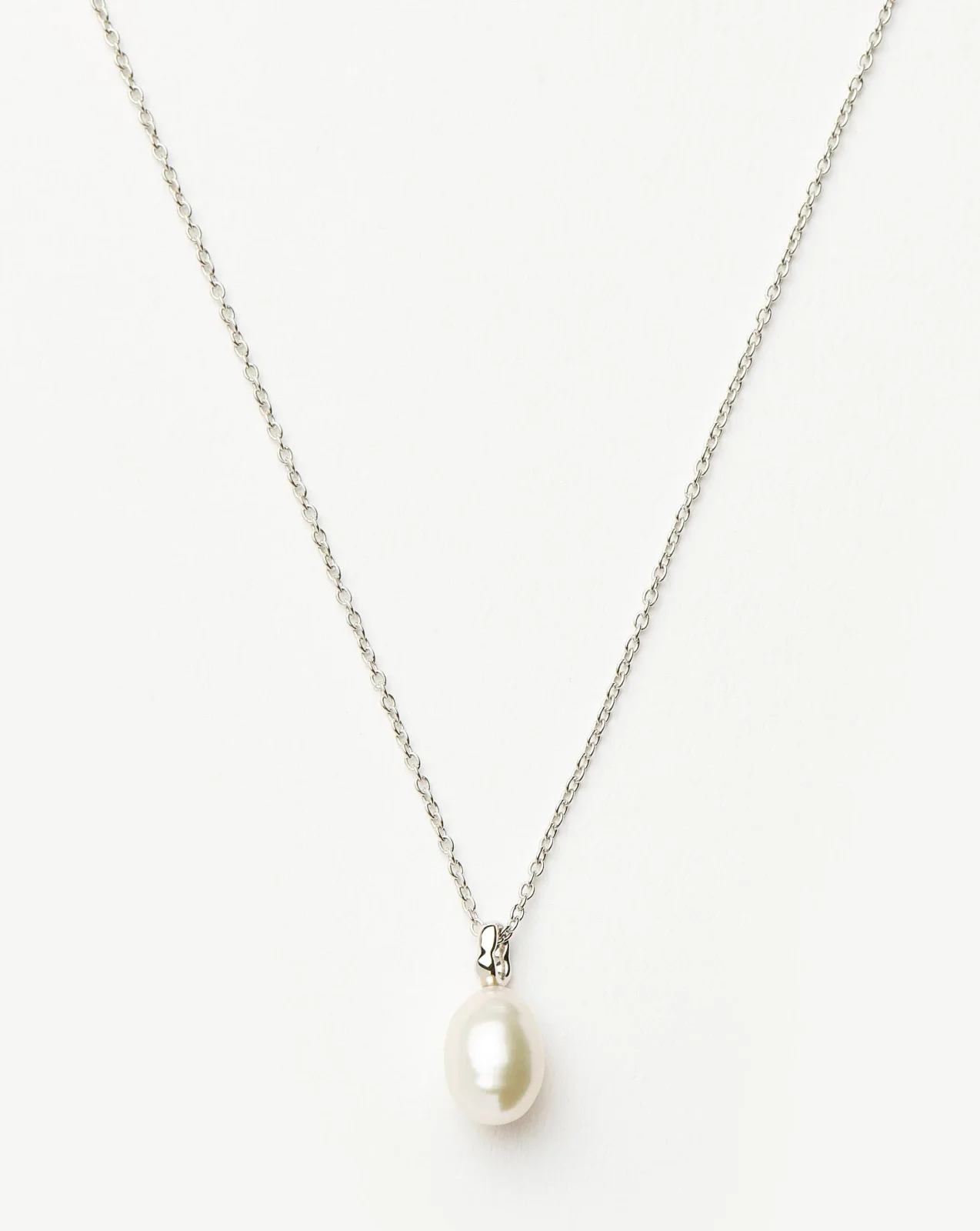 Solid Gold Baroque Pearl Organic Pendant Necklace | 14ct Solid White Gold/Pearl