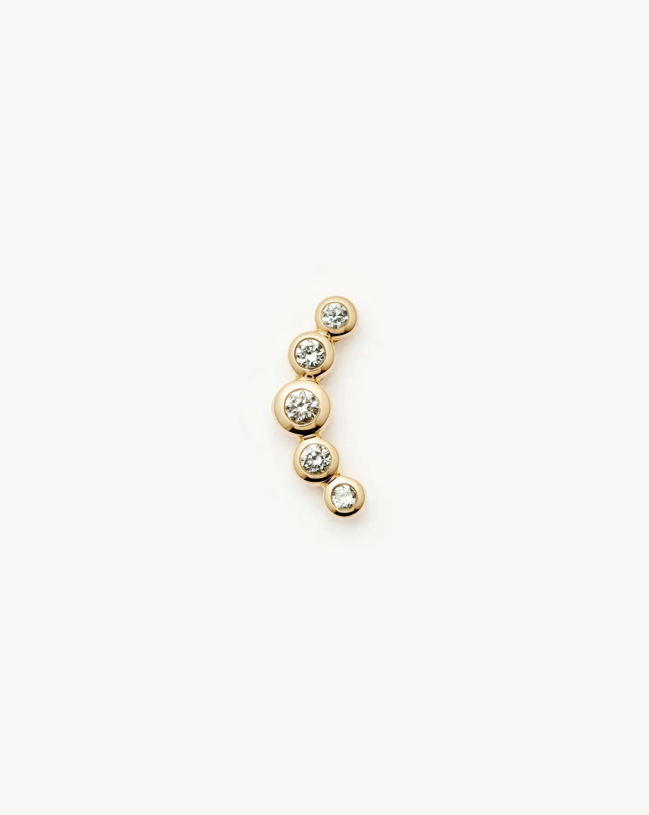 Solid Gold Diamond Ear Climber Flat Back Stud Earring | 9ct Solid Gold