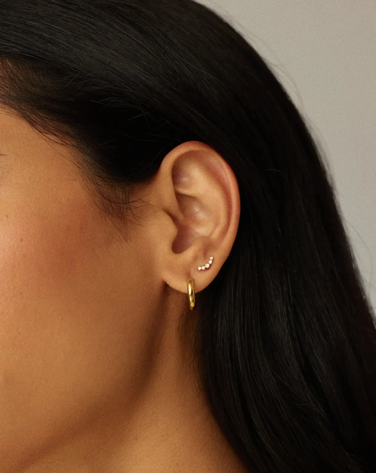 Solid Gold Diamond Ear Climber Flat Back Stud Earring | 9ct Solid Gold - Image 2