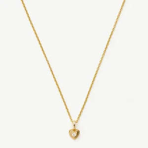 Solid Gold Diamond Heart Mini Pendant Necklace | 14ct solid Gold/Diamond