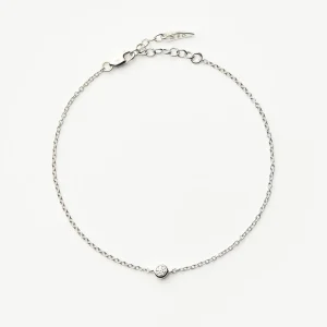 Solid Gold Diamond Solitaire Bracelet | 14ct Solid White Gold/Diamond