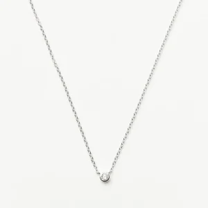 Solid Gold Diamond Solitaire Pendant Necklace | 14ct Solid White Gold/Diamond