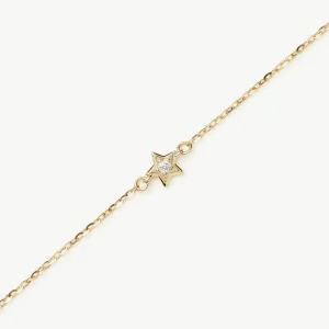 Solid Gold Diamond Star Chain Bracelet | 14ct Yellow Gold