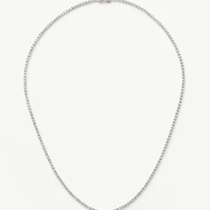 Solid Gold Diamond Tennis Necklace | 14ct Solid White Gold Diamond