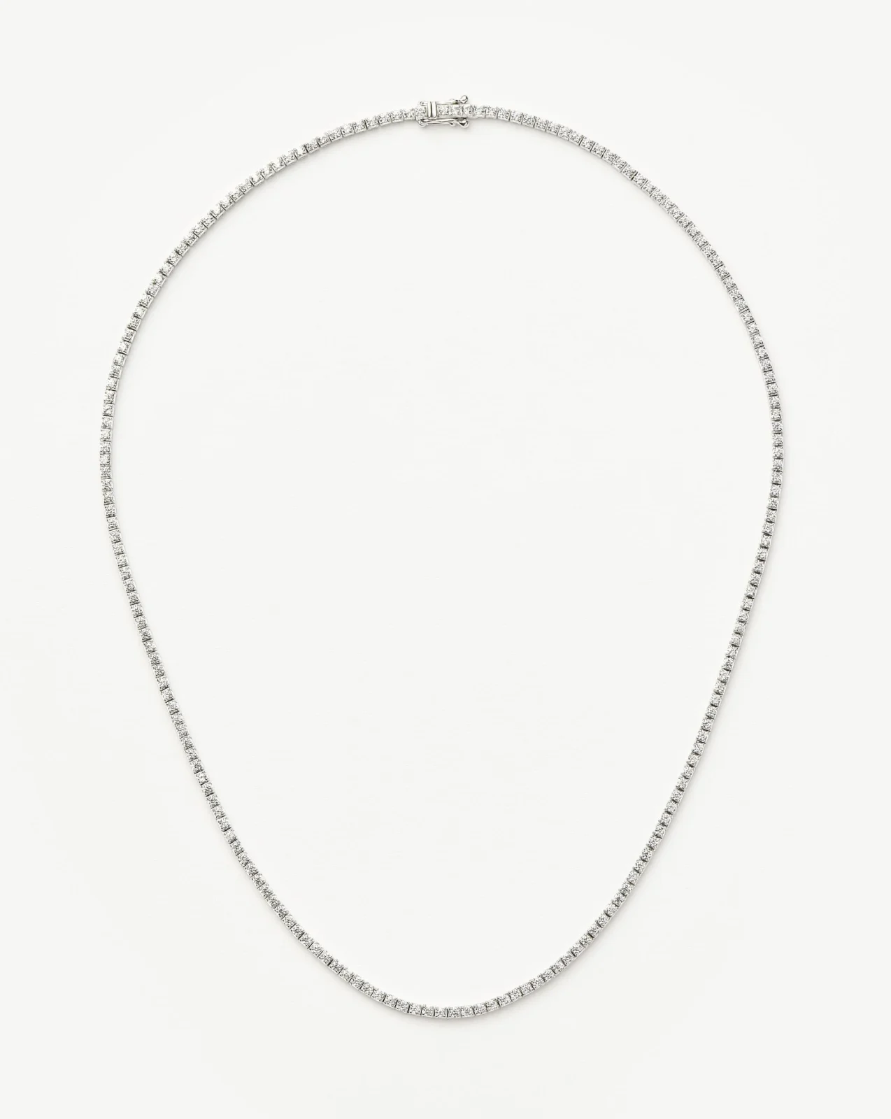 Solid Gold Diamond Tennis Necklace | 14ct Solid White Gold Diamond