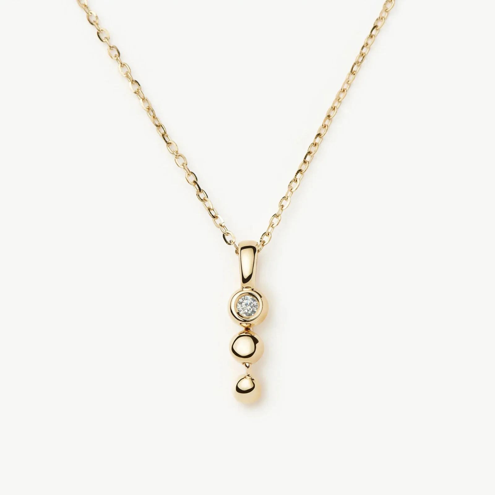Solid Gold Diamond Trio Necklace | 14ct Yellow Gold