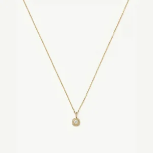 Solid Gold Sapphire Baya Pendant Necklace | 9ct Solid Yellow Gold/Lab Grown White Sapphire