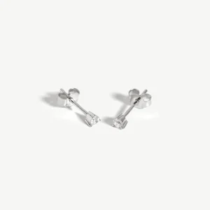 Solid Gold Small Solitaire Diamond Stud Earrings