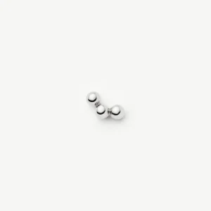Solid Gold Trio Flat Back Stud Earring | 9ct Solid White Gold