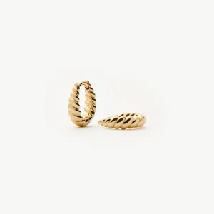 Solid Gold Twisted Huggies | 9ct Solid Yellow Gold