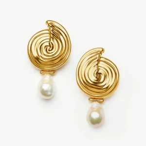 Spiral Detachable Pearl Drop Earrings | 18ct Gold Plated