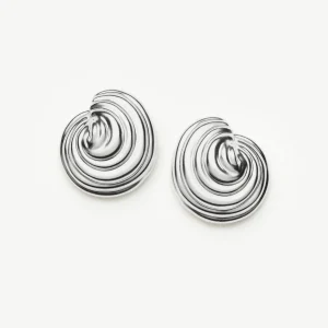 Spiral Dome Oversized Stud Earrings | Silver Plated