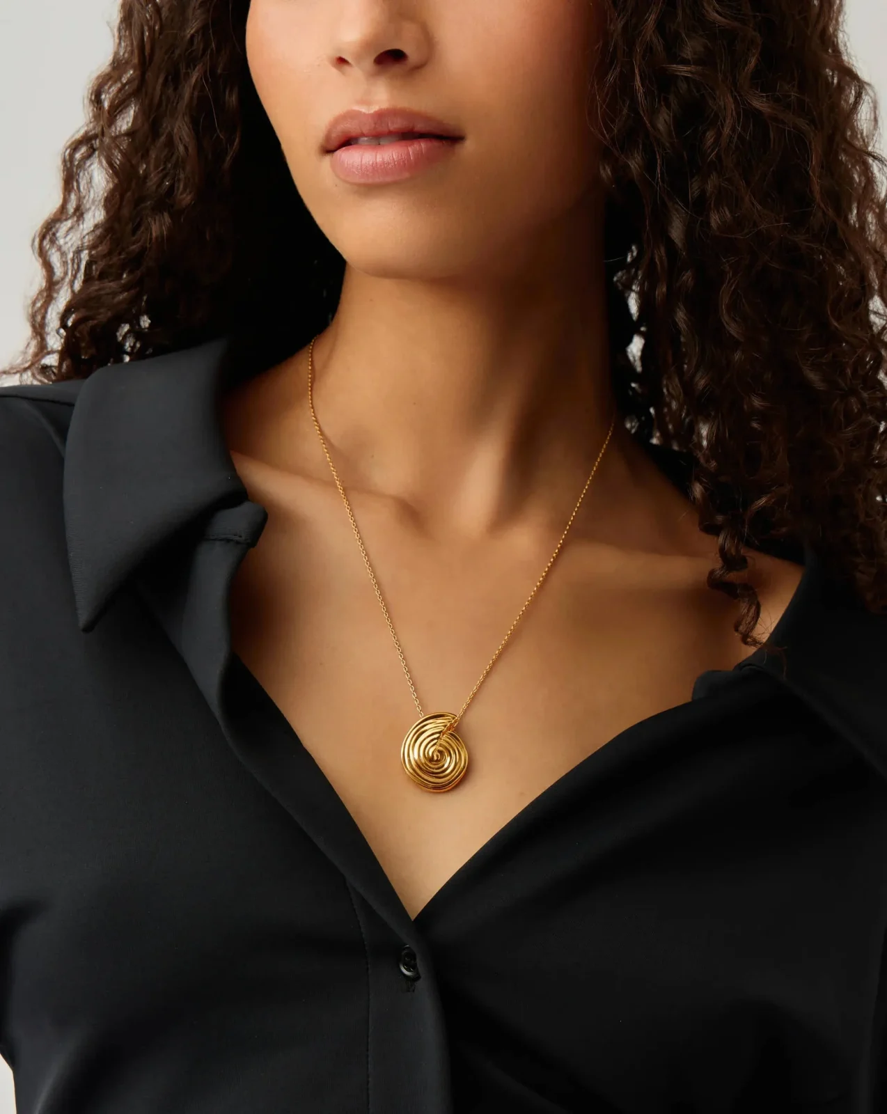 Spiral Large Pendant Necklace | 18ct Gold Plated - Image 2