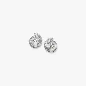 Spiral Small Stud Earrings | Silver Plated
