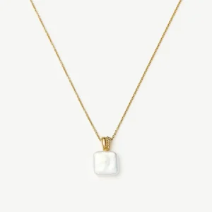 Square Pearl Baya Pendant Necklace | 18ct Gold Vermeil/Pearl