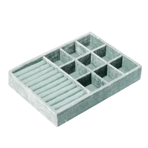 Stackable Silk Velvet Jewelry Tray in Seafoam