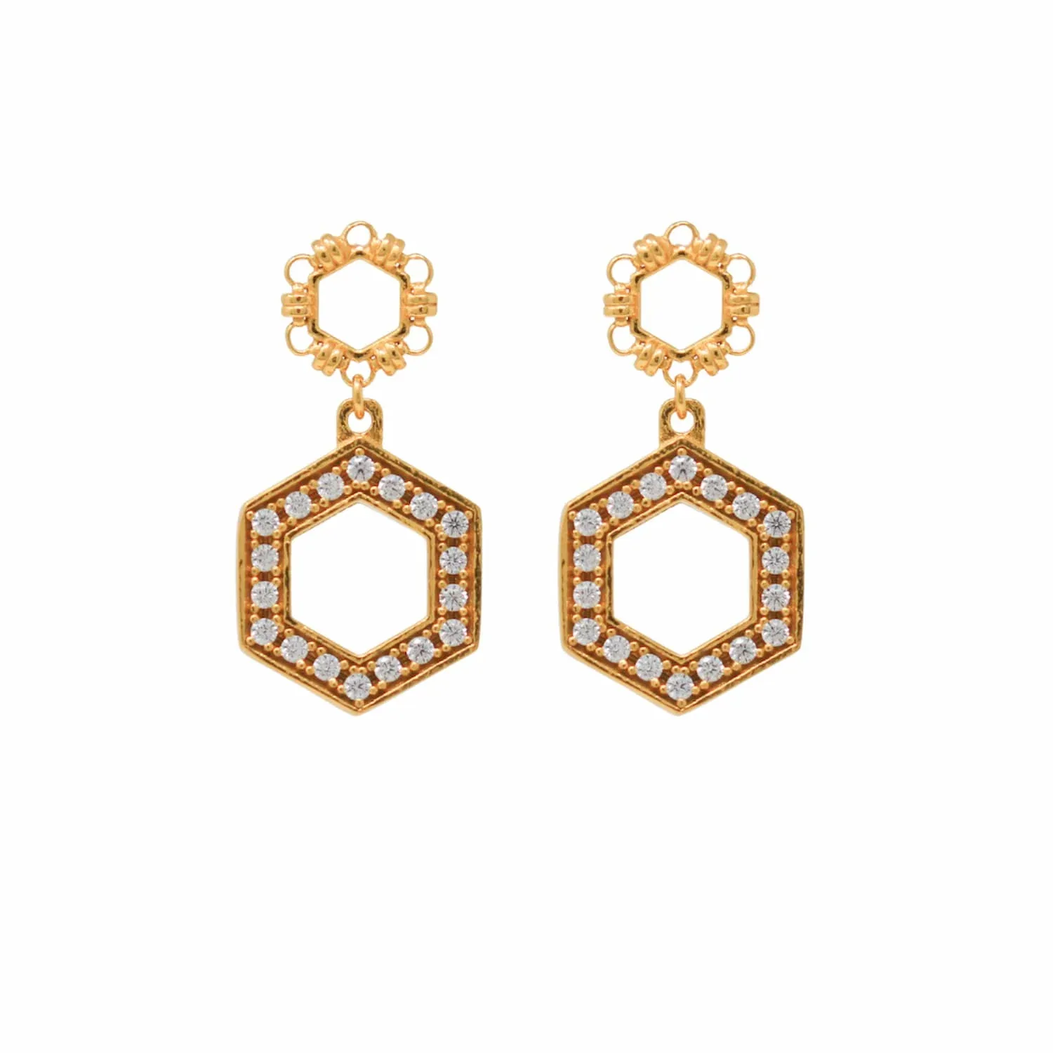 Super Deco Earrings in Gold With Pavé - Image 2