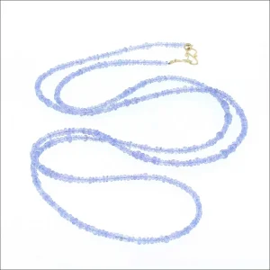 Tanzanite Bead Strand Necklace 18KY 36"