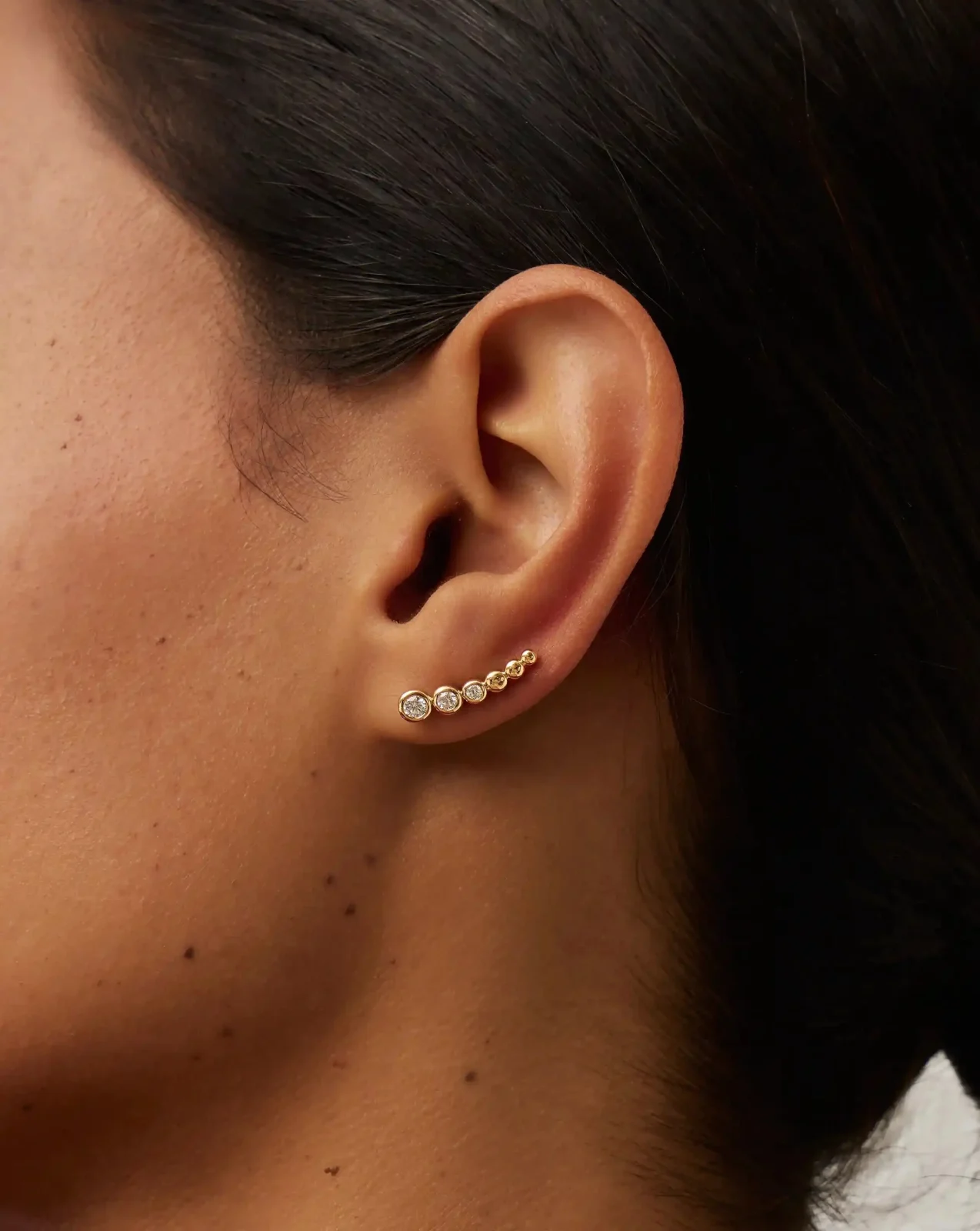 Tennis Climber Earrings | 18ct Gold Plated/Cubic Zirconia - Image 2