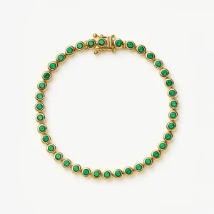 Tennis Round Bracelet | 18ct Gold Plated/Emerald Green Nano-crystal