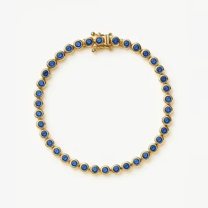 Tennis Round Bracelet | 18ct Gold Plated/Sapphire Blue Nano-crystal