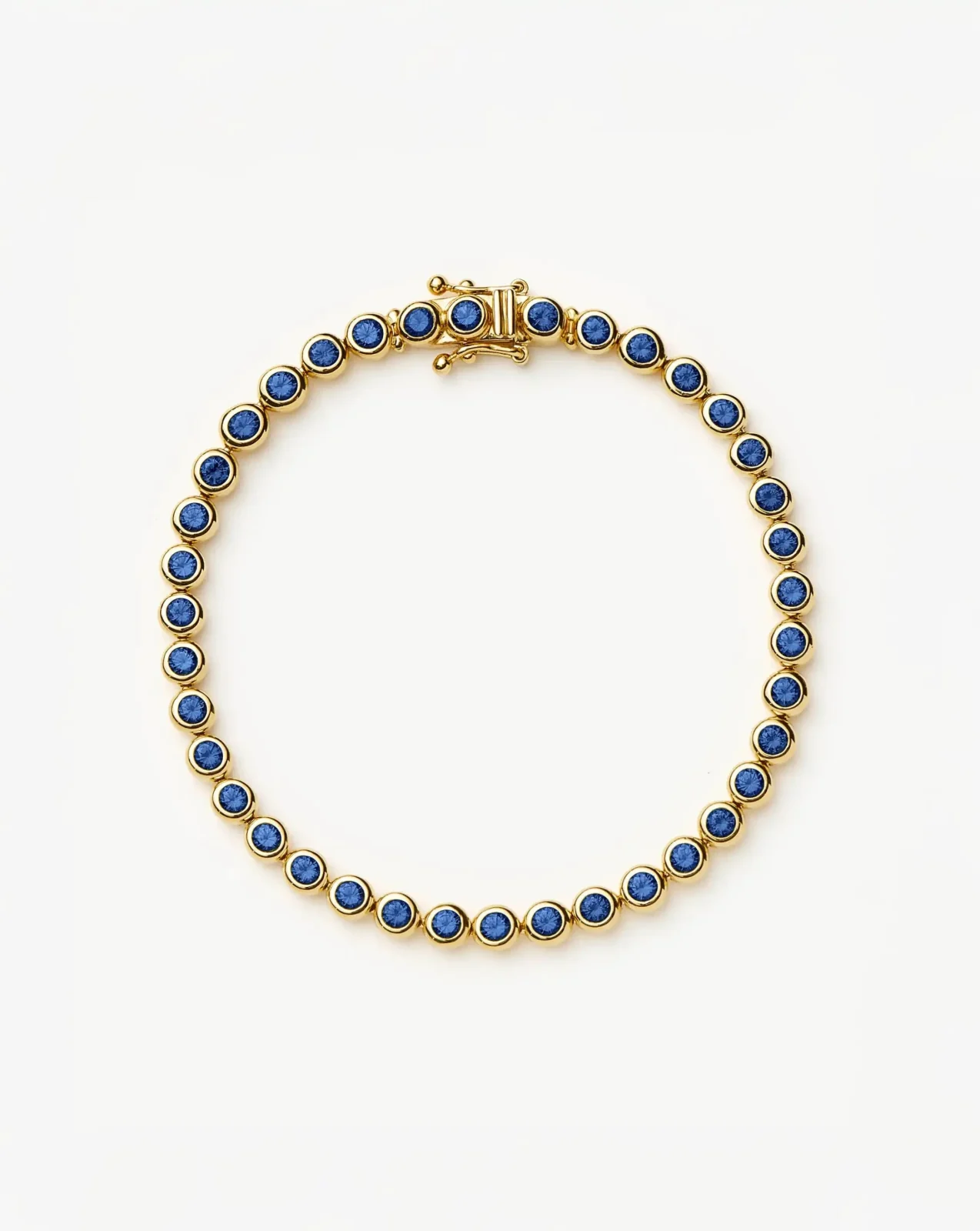 Tennis Round Bracelet | 18ct Gold Plated/Sapphire Blue Nano-crystal