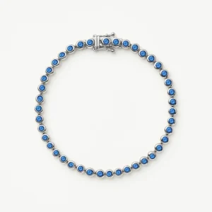 Tennis Round Bracelet | Silver Plated/Sapphire Blue Nano-crystal
