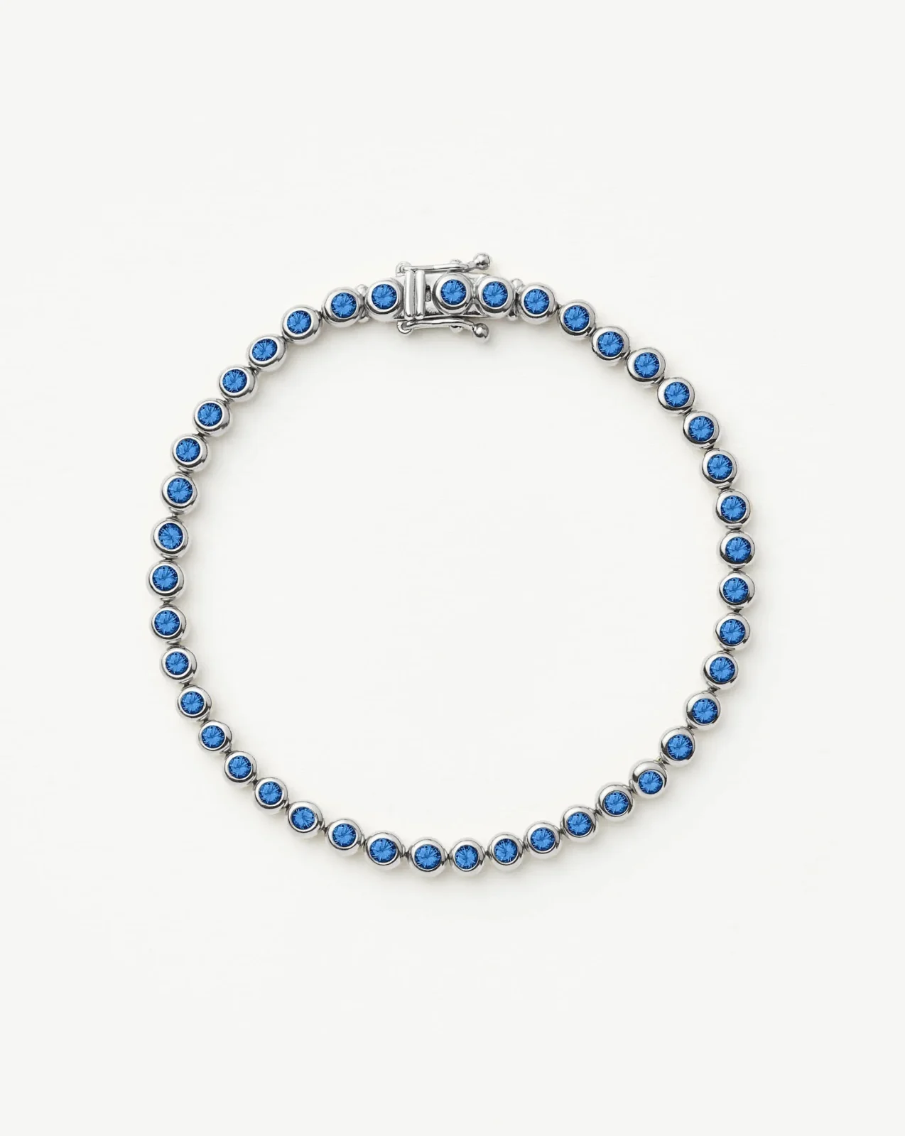 Tennis Round Bracelet | Silver Plated/Sapphire Blue Nano-crystal