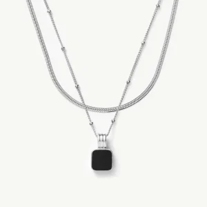 The Black Onyx Necklace Set | Sterling Silver, Silver Plated