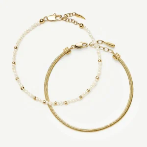The Everyday Pearl Bracelet Set | 18ct Gold Plated/Pearl
