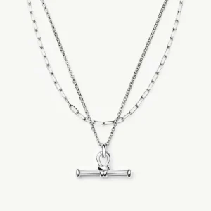 The Founder T-bar Necklace Set | Silver Plated