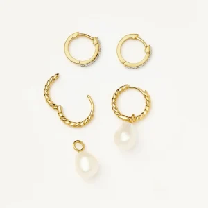 The Girl with the Pearl Earring Set | 18ct Gold Vermeil/Pearl/Cubic Zirconia