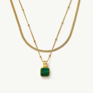The Malachite Necklace Set | 18ct Gold Vermeil, 18ct Gold Plated
