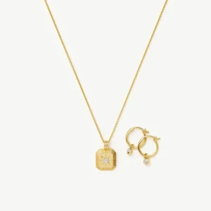 The Meaningful March Birthstone Set | 18ct Gold Vermeil/Milky Aquamarine