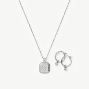 The Meaningful March Birthstone Set | Sterling Silver/Milky Aquamarine