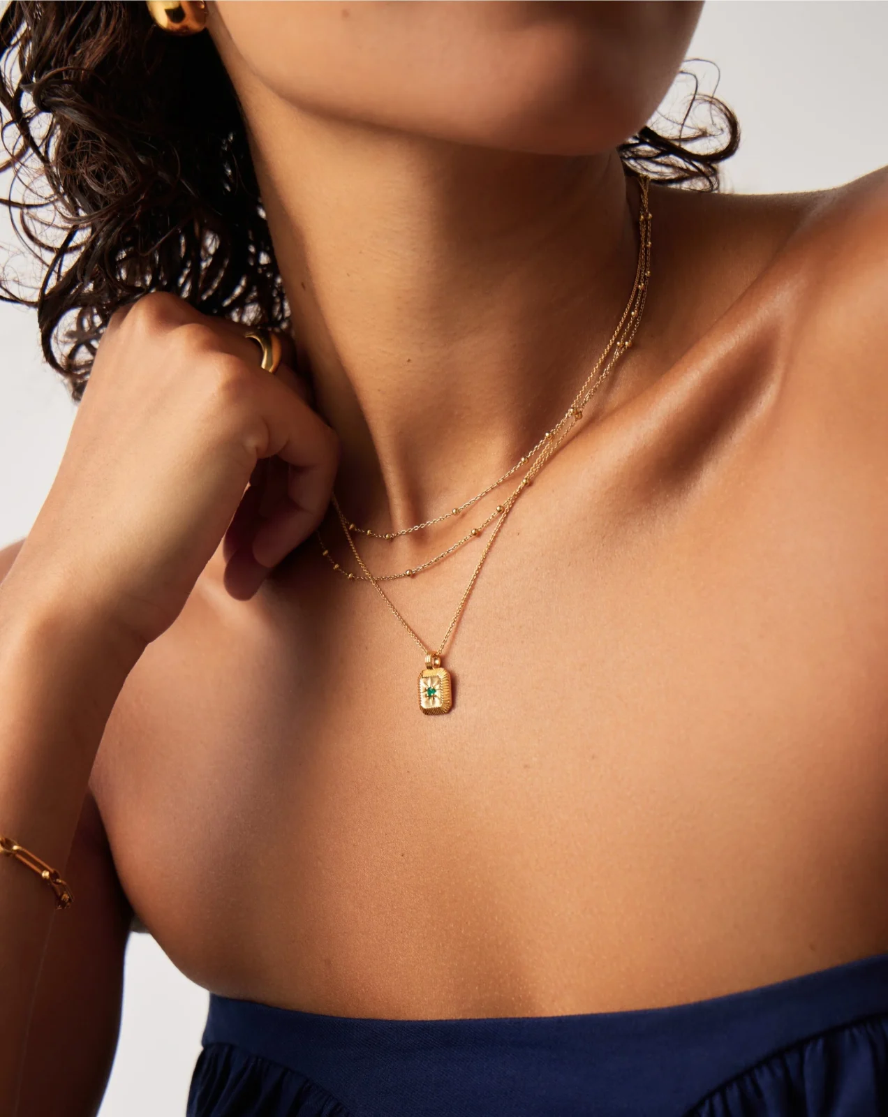 The Meaningful May Birthstone Set | 18ct Gold Vermeil/Green Onyx - Image 2